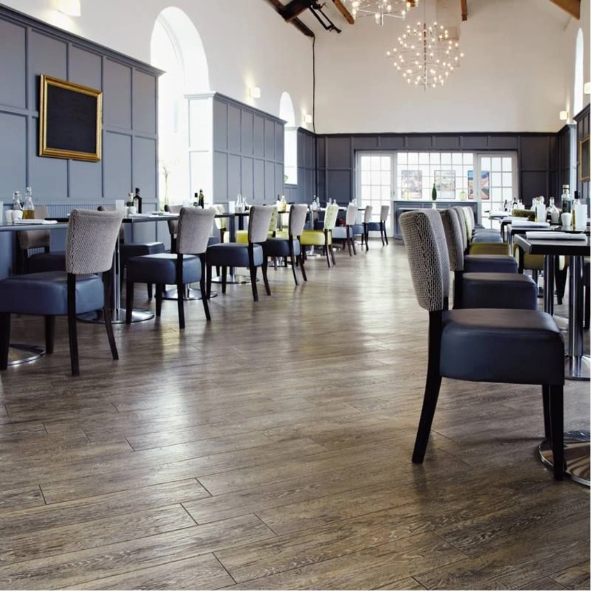 Premium vinyl flooring in a luxury hotel lobby interior