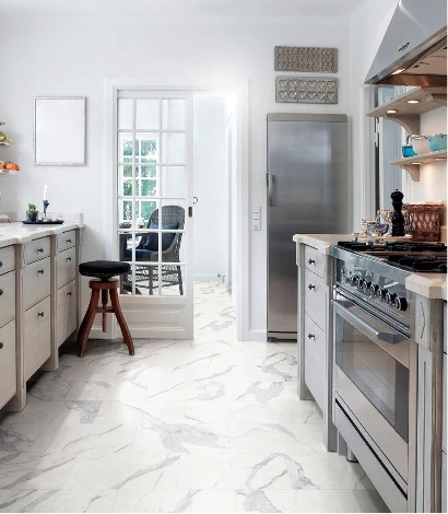 Marble-style flooring for luxury kitchens