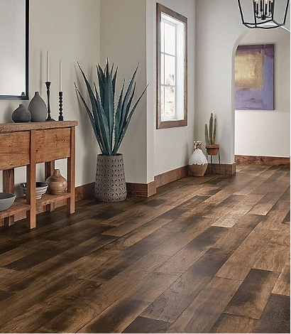 Rustic walnut semi-solid flooring installed in a Dubai interior