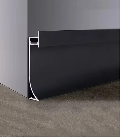 Sleek aluminium line skirting for walls