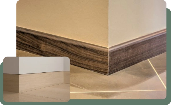 Natural wooden skirting board