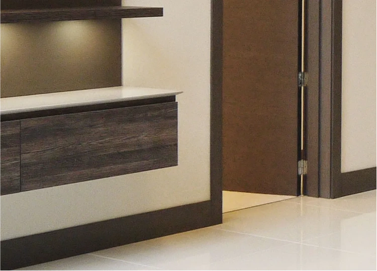 Dark oak wooden skirting board