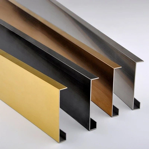 Silver aluminium skirting board