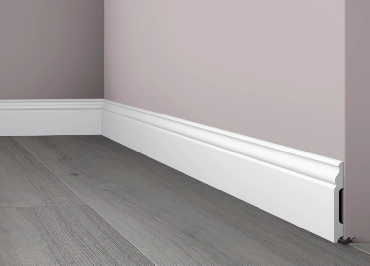 Smooth modern wall skirting board