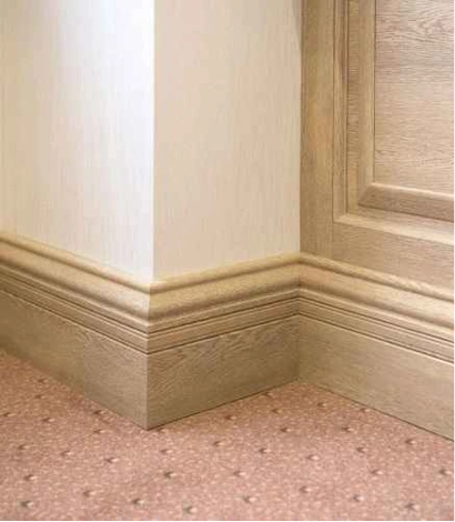Basketweave pattern wooden skirting board